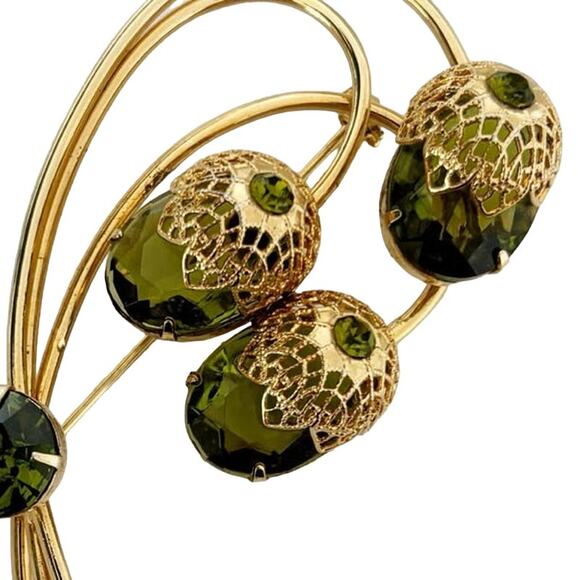 Vintage Sarah Coventry Touch of Elegance Brooch and Earring Set Green - Picture 13 of 16